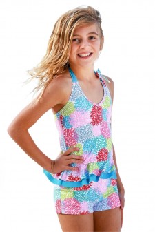 Girls Frill Tankini Set-Boyleg Shorts