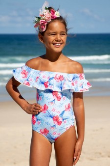 MIENOE Teen Girls One Piece with Chest Pads Sun Protection Swimsuit NWT  Medium
